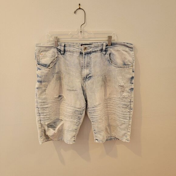 Southpole Jean Shorts Jorts Mens Size 38 Slim Acid Wash Distressed Denim‎ Y2K - Picture 1 of 9